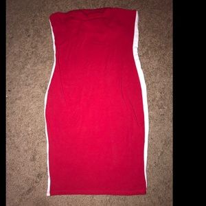 Strapless tight mini red dress
